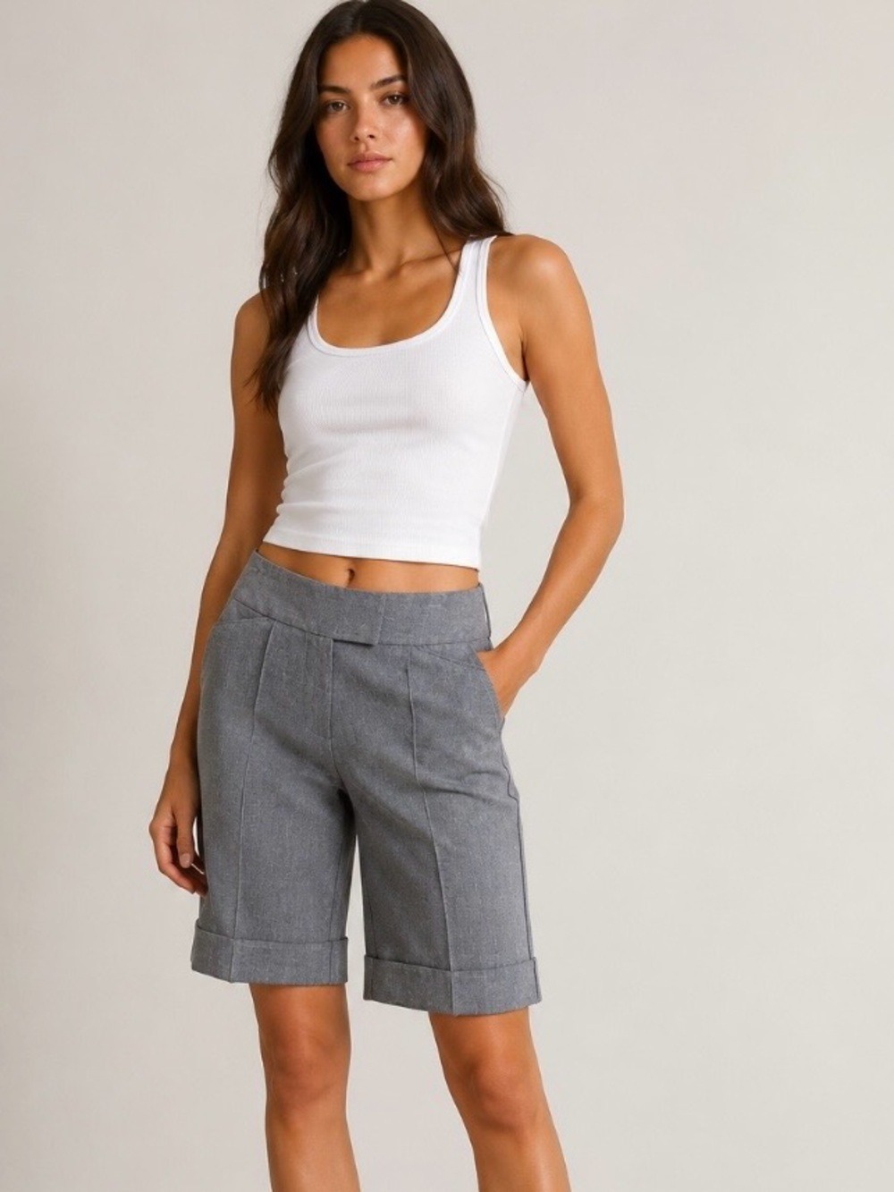 Vintage Y2K Gray Low Rise Capris Pants Shorts Bermudas